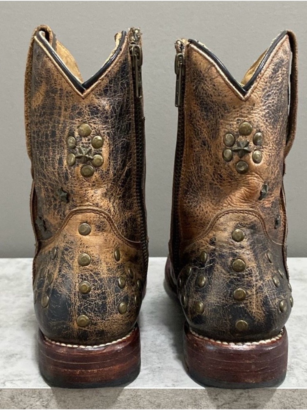 BED STU Cobbler Series Starling Studded Leather Boots Brown 6.5 - Picture 8 of 12